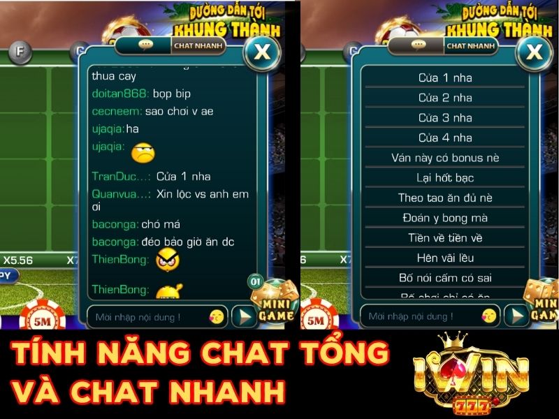 Tính năng chat tổng và chat nhanh trong game