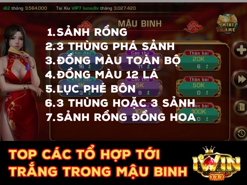 Các tổ hợp tới trắng trong game