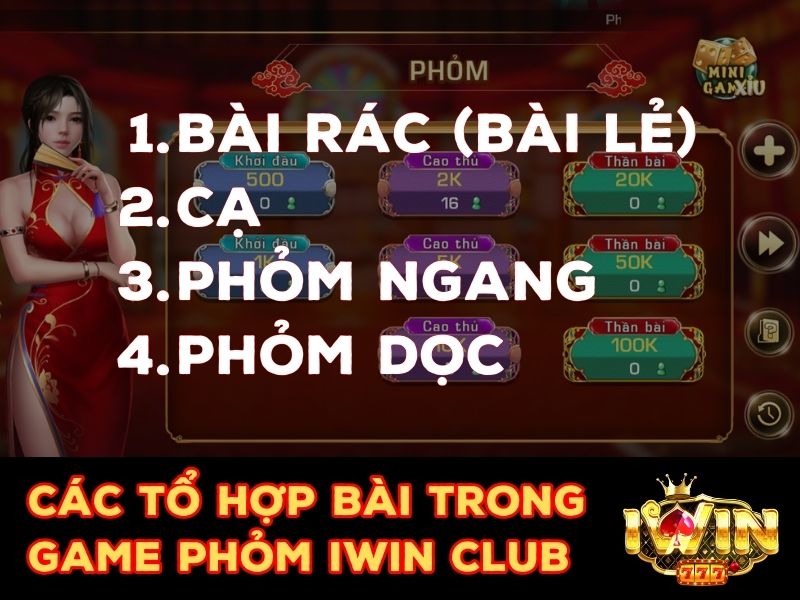 Các tổ hợp trong game bài Phỏm